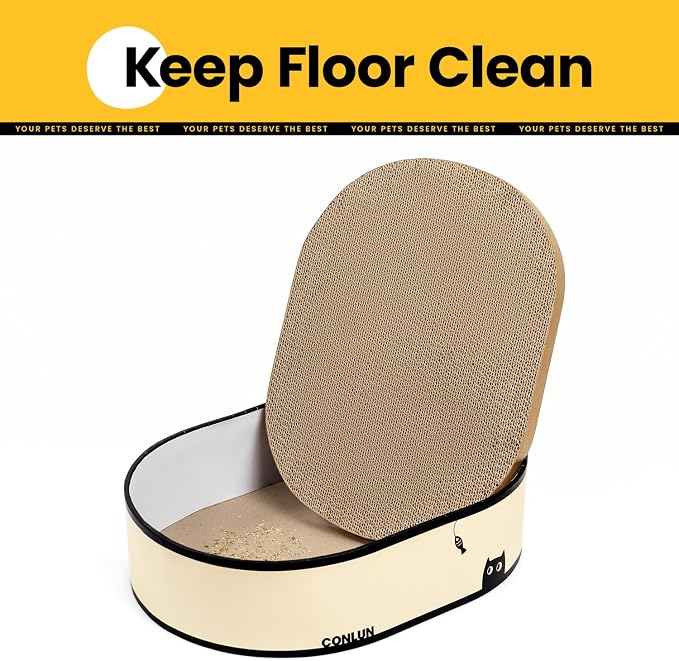 Conlun Cat Scratcher Box with 4 Cat Scratching Board Reversible Cat Scratch Pad, Heavy Duty Corrugated Cardboard Cat Bed Lounger Cat Scratchers for Indoor Cats, Protects Furniture,Kittens Gifts-Large - Image 5