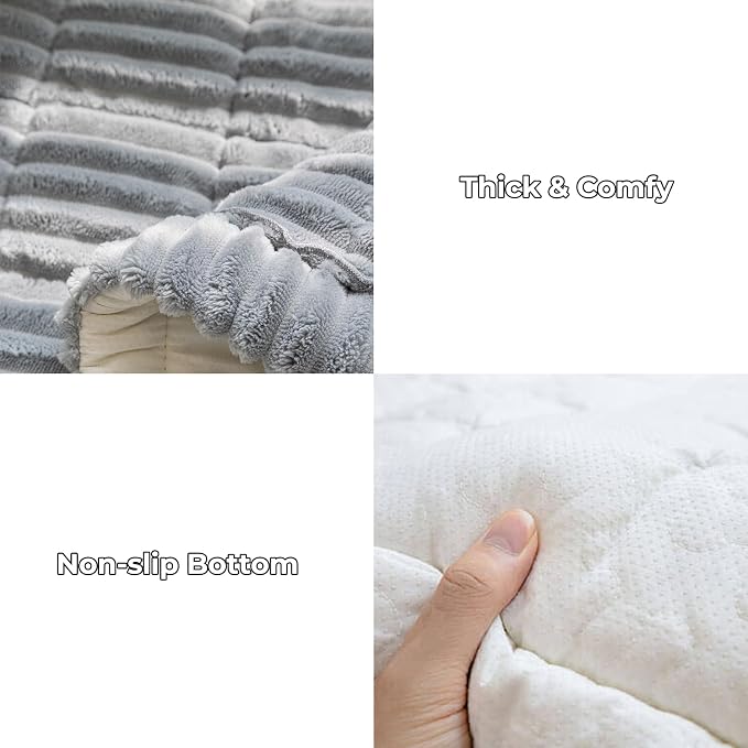 FUNNY FUZZY Pet Couch Covers for Sofa, Washable Dog Couch Cover Protector for Dogs, Flannel Couch Covers for Dogs Pet Friendly Pets Mat Bed Sofa Cover (Blue-Grey, 27.6"×59.1") - Image 3