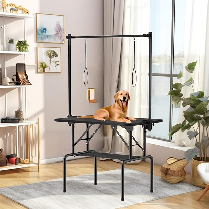 36 Inch Foldable Dog Grooming Table with Adjustable Arm, Nooses & Storage Basket - Non-Slip Pet Grooming Station for Dogs & Cats - Supports Up to 300 lbs (36 inches) - Image 5