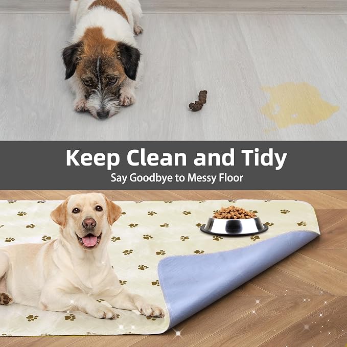 PUPTECK Washable Pee Pads for Dogs Dog Training Pads 2 Pack Beige 48x60 in | Reusable Puppy Potty Training Pads Whelping Mat Pet Food Feeding Mat Leakproof Fast Absorption Non-Slip for Couch, Crate - Image 5