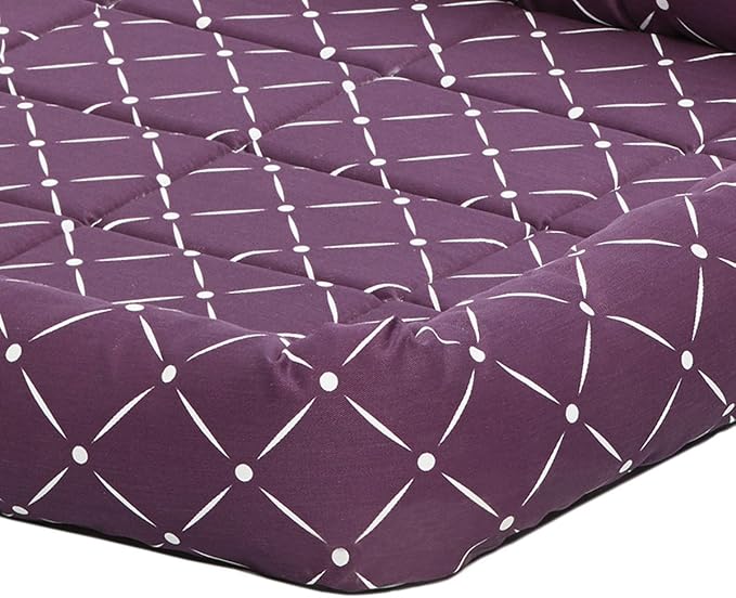 MidWest Homes for Pets 40248-PLD Quiet Time Couture Ashton Bolster Pet Bed, X-Large Dog/48, Plum, Plum & White Diamond Pattern - Image 3