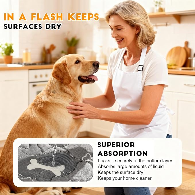 Puppy Pee Pads with Pheromones, Washable Puppy Training Pads for Dogs Reusable Puppy Potty Pads for Dogs and Cats(with Pet Hair Removal Gloves) - Image 6