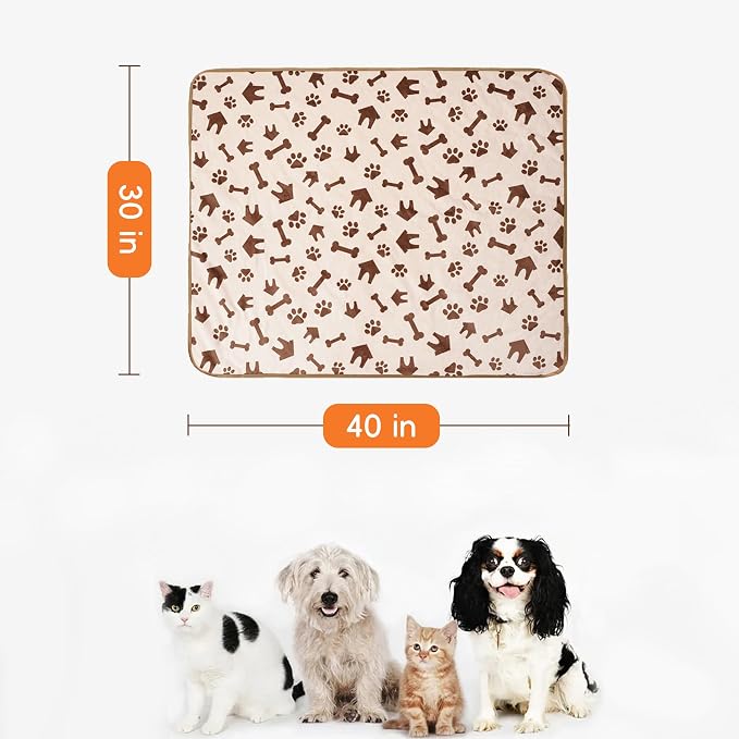Waterproof Dog Blankets Pet Blanket, 30"x40" Cat Blanket for Indoor Cats, Soft Fluffy Sofa Car Bed Protector, Reversible Sherpa Fleece Puppy Blanket for Small Medium Dogs(Beige-House) - Image 2