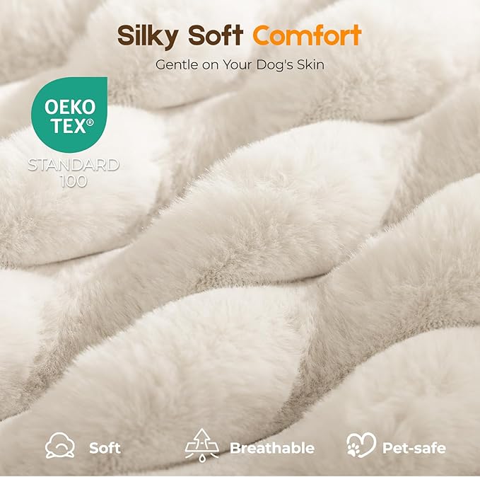 Orthopedic Dog Bed for Large Dog, Waterproof Pet Bed for Crate,Non-Slip Bottom and Egg-Crate Foam with Removable Washable Cover Crate Bed,Cream,35"x22"x3" - Image 2