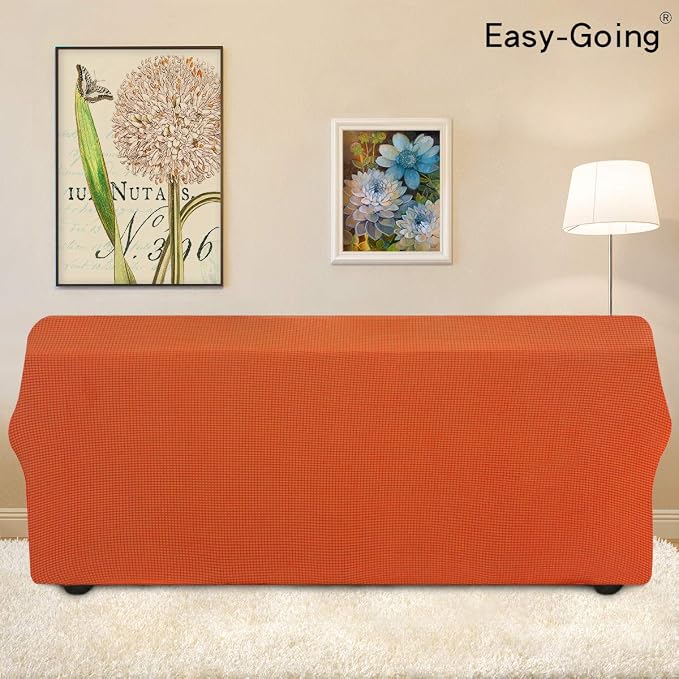 Easy-Going Stretch Oversized Sofa Couch Slipcover Washable Orange | 1-Piece Extra large Sofa Cover Furniture Protector Couch Soft with Bottom for Kids, Polyester Spandex Jacquard - Image 4