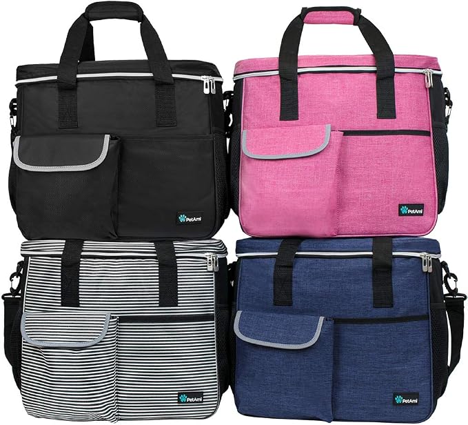 PetAmi Dog Travel Bag Organizer, Pet Travel Kit with 2 Food Containers & 2 Collapsible Dog Bowls, Pet Supplies Tote with Luggage Sleeve, Weekend Road Trip Camping Essentials, Pink, Large - Image 7