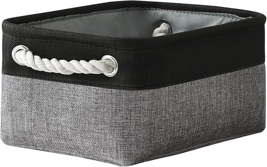 TheWarmHome Storage Basket for Organizing - 12x8x5.2 inch 1 Pack Fabric Storage Cubes, Baskets for Gifts Empty for Closet Organizer Dog Gift Cloth Toy (Grey & Black) by TheWarmHome