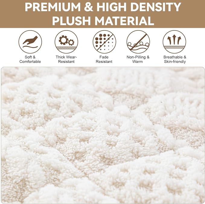 OTOB Couch Cover for Dogs Washable Pet Friendly, Non Slip Plush Fuzzy Love Seat Couch Covers Sofa Slipcovers, Geometric Jacquard Soft Pet Cushion Mat Protector All Seasons (Off White, 27.6" x 59.1") - Image 2