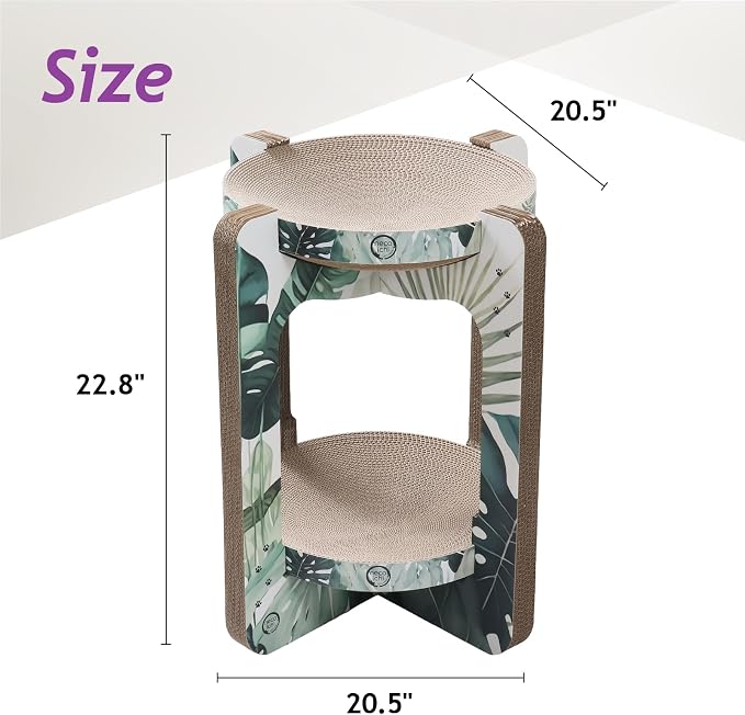 Necoichi Cat Scratcher Tower for Indoor Cats - Cat Scratching Post Lounger with Reversible Usability and Extra Comfort for Lounge, Cardboard Bed Couch / (Regular, Oak) - Image 3