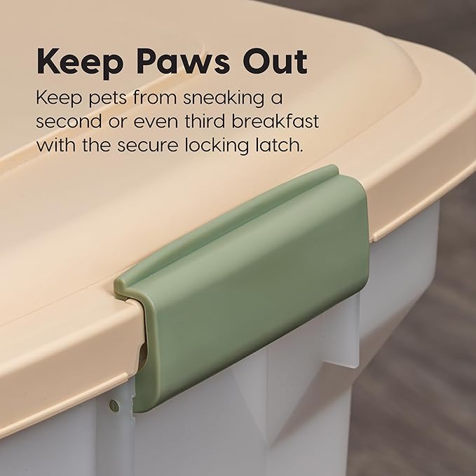 IRIS USA Dog Food Storage Container 58 lbs, Attachable Wheels, for Dog Cat Birds and other Pets, Food Storage Bin, Keep Fresh, Easy Mobility, BPA Free - Made in the USA, Almond/Pearl - Image 8