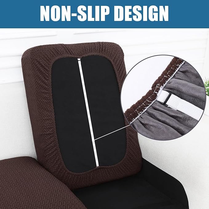Smiry Waterproof Couch Cushion Covers, Non Slip Seat Cushion Covers | Stretch Jacquard Sectional Sofa Slipcover, Washable Elastic Furniture Protector for Pets, Kid, 2 Pieces, Chocolate - Image 3
