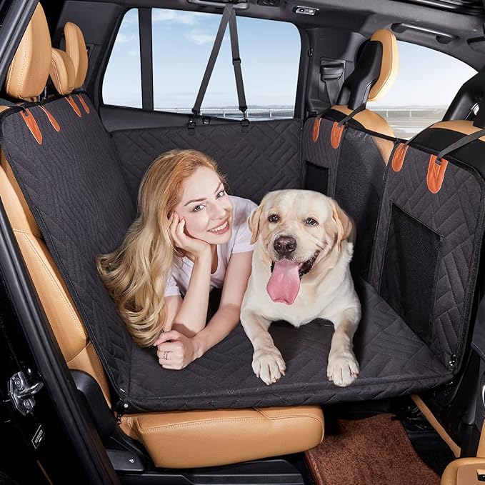 YJGF Hard Bottom Dog Car Seat Cover for Back Seat,Seat Extender for Dogs | Strong Support,More Rest Space,Waterproof, Scratch Resistant,Car Seat Protector,Dog Hammock for Car/SUV/Small Truck by YJGF