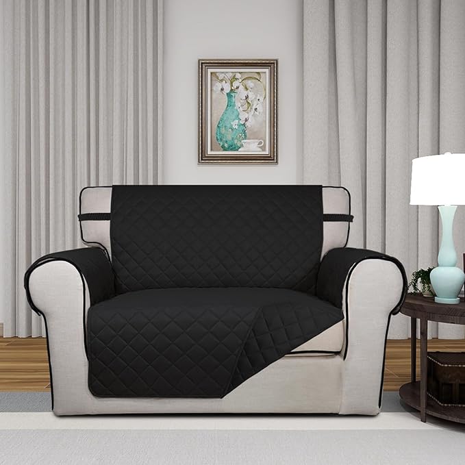 PureFit Reversible Quilted Sofa Cover Dog Couch Covers for Sofa, 28 in | Black/Black, Water Resistant Couch Protector, Washable Pet Couch Cover with Non Slip and Elastic Straps For Kids - Image 2