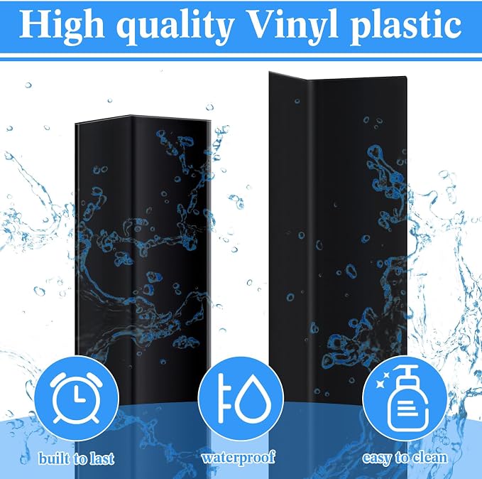 Sasylvia 20 Pcs 1 x 48 Inches Wall Corner Protector Guards, Avoid Scratching Scuffs, Black Vinyl Corner Trim Molding, Easy Install & Cleaning for Door Countertop Furniture Cabinet Protection - Image 3