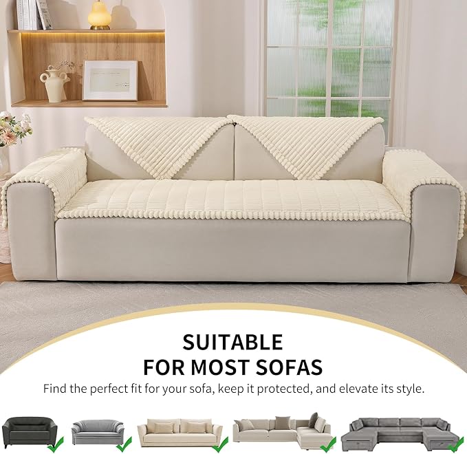 Couch Cover for Dogs,Washable Non-Slip Pet Friendly Sofa Protector | Thick Flannel Sofa Cover,Nonslip, Washable,Anti-Pilling,Pet Friendly,for Dogs & Cats,Cozy Protect Against Fur,27.6" x 82.7" - Image 6