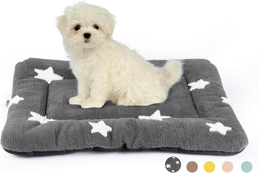 Mora Pets Dog Crate Pad Kennel Bed Crate Mat for Small Dogs Washable Cute Star Pet Bed for Dog Cage Ultra Soft Flat Puppy Cat Kitten Pillow Cushion for Sleeping Anti-Slip Grey 24 x 18 by MoraPets