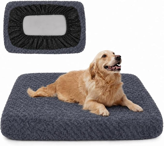 Waterproof Dog Bed Cover Replacement, Luxury Faux Fur Calming Pet Bed Cover with Fitted Sheet Design, Anti-Slip Bottom & Elastic Cord, Washable Protective Topper for Orthopedic Dog Beds by Treatyourpuptoluxury