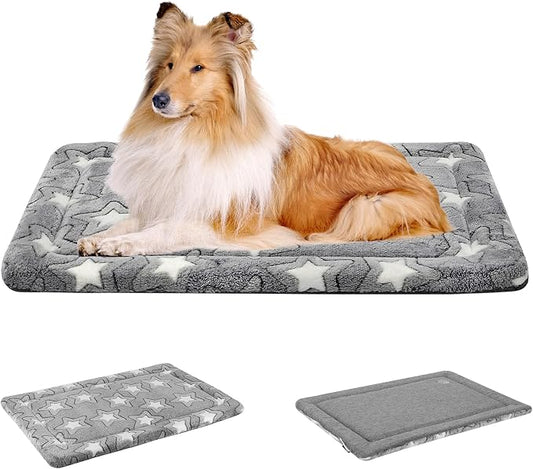 EMPSIGN Fancy Dog Bed Mat, Pet Bed Pad Reversible (Cool & Warm), Machine Washable Crate Pad, Pet Sleeping Mat for Small to XXX-Large Dogs, Grey, Star Pattern,XXL (48inch X30inch X1.1'') | Reversible Kennel Mat (Cool & Warm), Machine Washable, Cozy Star... by EMPSIGN