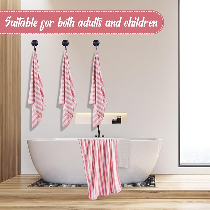 SmoothNovelty 16 Pack Microfiber Bath Towels Bulk 27'' x 60'' Oversized Size Bath Towel Highly Absorbent Extra Large Soft Drying for Beach Shower Summer Salon Sport Gym Party (Stripes,Pink) - Image 6