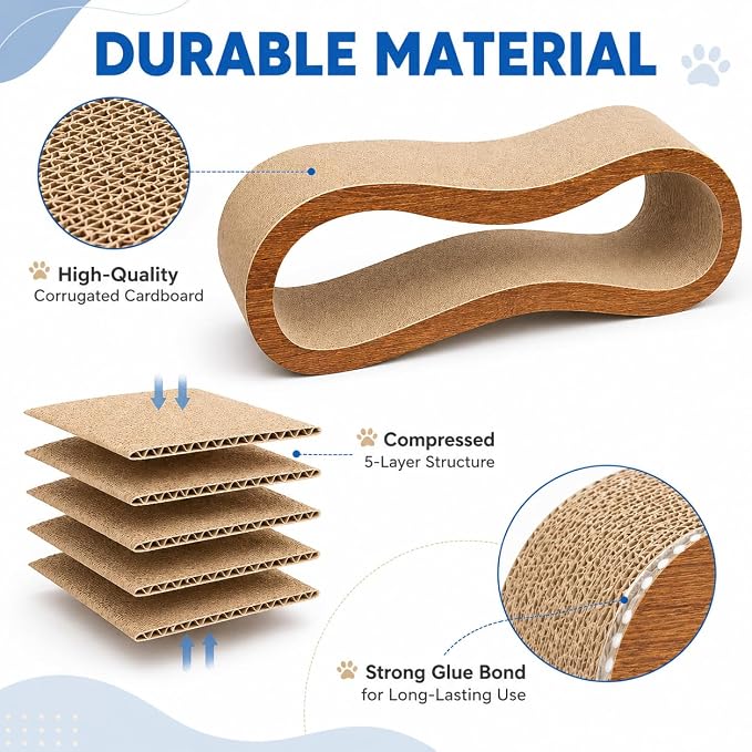 2 in 1 Cat Scratch Pads, Large Scratcher Board for Scraching & Napping, 100% Recyclable&Reversible Cat Scratchers for Indoor Cats Scratching Pad Couch Lounger Cardboard - Image 6