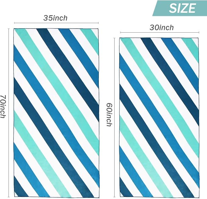 Whale Flotilla 4 Pack Large Quick Dry Beach Towel (30"x60"), Microfiber Sand-Free Beach Towel Set, Super Absorbent Compact Pool Travel Accessories, Purple/Navy/Aqua/Pink - Image 7