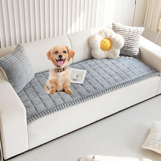 VClife Dog Sofa Cover, Non Slip Sofa Cover Washable, Gray, 27.6" X 59.1" | Soft Fuzzy Couch Cover for 2 Cushion Couch Sofa Pet Friendly, Scratch Resistant Thick Furniture Protector for Sectional Sofa by VCLIFE