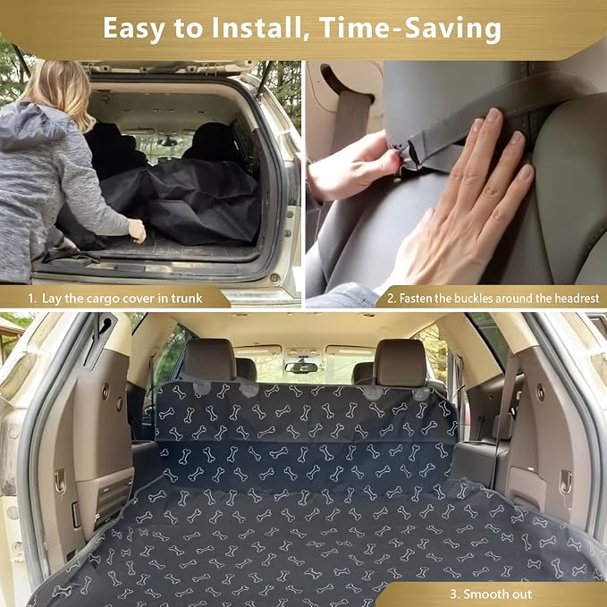 F-color SUV Cargo Liner for Dogs - Heavy Duty Cargo Cover for Mid-Size SUVs | Water Resistant, Bumper Flap, Non-Slip Mat, Car Trunk Dog Car Seat Cover Prevents Scratches Pet Hair Mud Dirt for Sedans Vans - Image 8