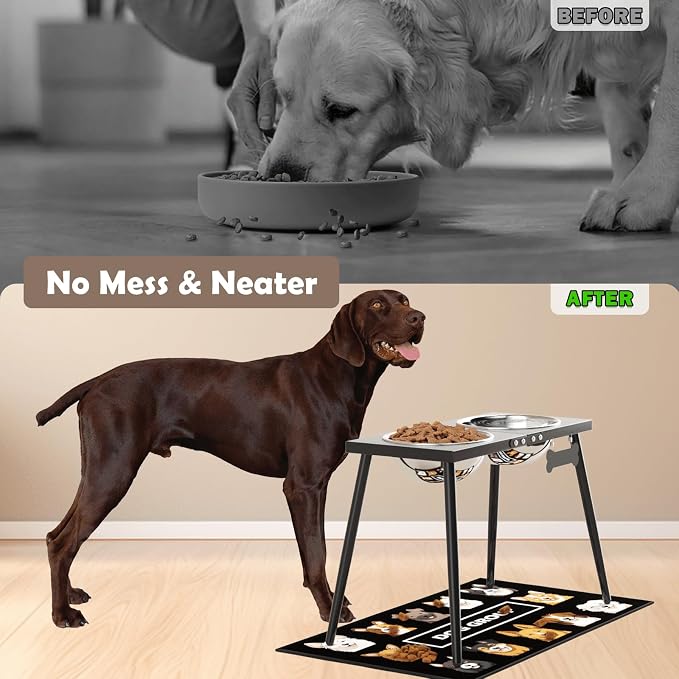 ADENGL Metal Elevated Dog Bowls, 17in Tall Raised Dog Bowl Stand, Dogs Raised Stand with 3000ml Stainless Steel Bowls and Sprill Proof Mat for Extra Large Breeds - Image 6