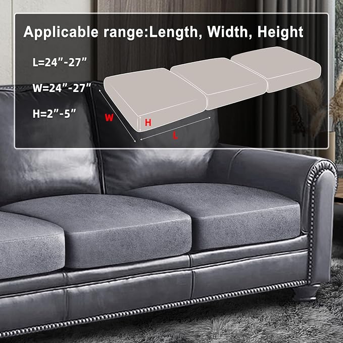ANARACHON Leather Look Couch Cushion Covers Sofa Seat Slipcovers Sets Couches Furniture Protector for Sectional Armchair Loveseat Pets Kids Stretch Spandex Fabric (3 Cushion Sofa, Light Brown) - Image 3