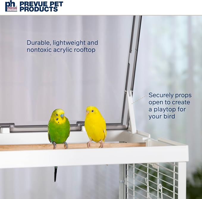 Prevue Pet Products Clear View Glass Bird Cage Crystal Palace for Small Birds - White Frame - Image 5