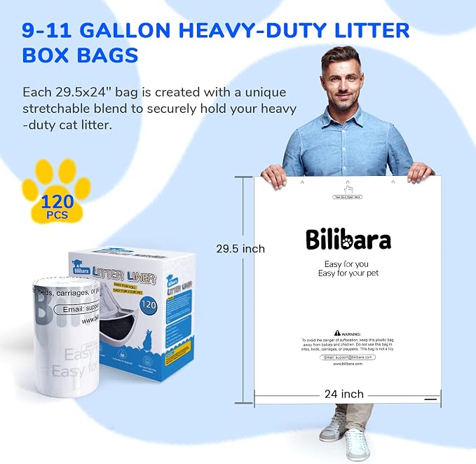 Litter Box Liner Bag Compatible with Cat litter Box Robots 3 and 4, 120 Pack - Extra Thick Waste Bags for Self-Cleaning Pet Kitty Litter Box Drawer Liners, 9-11 Gallons Kitchen Trash Bags - Image 7