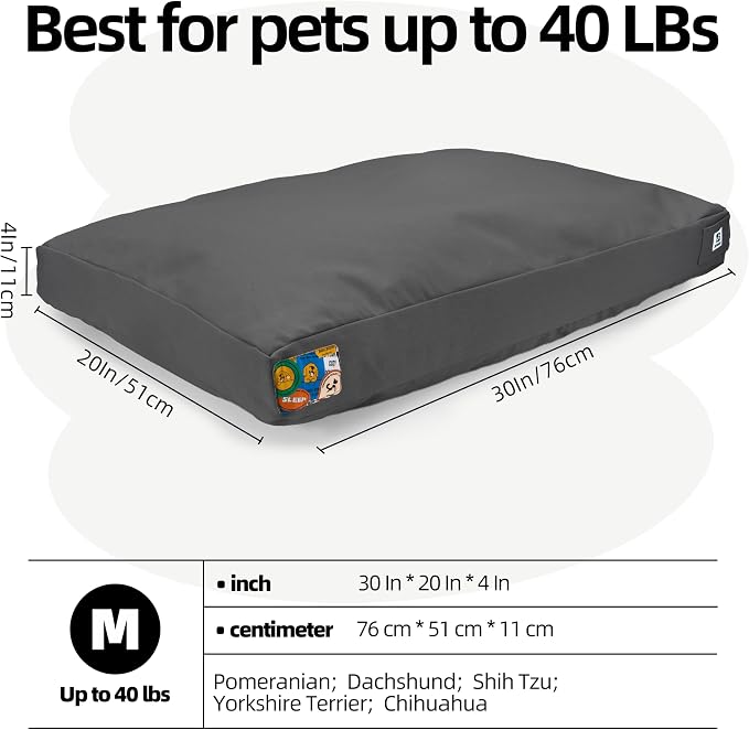 Sytopia 30 Inch Canvas Outdoor Dog Bed for Medium Dogs, Durable Dog Bed with Waterproof Machine Washable Removable Cover, Indoor Patio Pet Pad for Crate, Dark Grey - Image 6