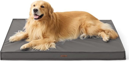 LE SURE Outdoor Waterproof XL Dog Bed,Orthopedic Pet Mat,44x32In | Crate Pad for Dogs with Oxford Fabric Surface,Removable Washable Cover,Egg Foam Kennel Pads,Non slip Bottom,Grey by Lesure