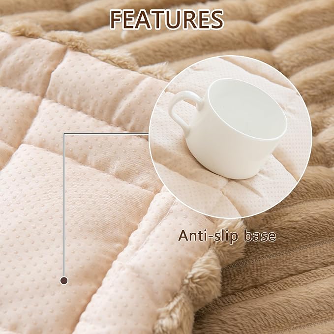 Thick Pet Couch Covers for Sofa (27.6"x80.7",Stripe Camel) | Soft Sofa Covers for 3 Cushion Couch, Machine Washable，Non Slip Sofa Cover, Flannel Dog Pet Friendly Couch Covers Protector - Image 5