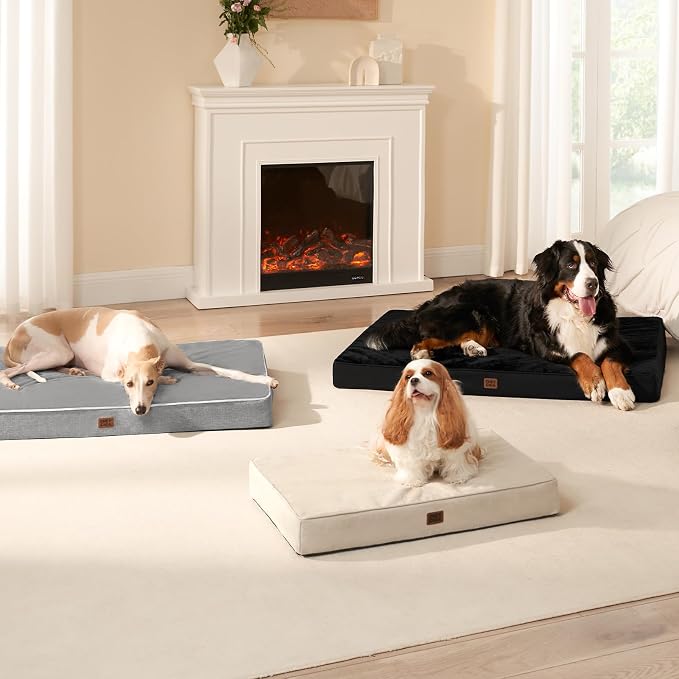 EHEYCIGA XL Memory Foam Dog Crate Mat Washable, 41x27Inch, Beige | High Density Egg Crate Foam, Waterproof Liner, Removable Easy Clean Cover, Non-Slip Bottom, Fits Crate, Floor and Sofa - Image 8