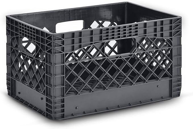 Juggernaut 6 Pack 24 Quart Storage Crate, Milk Crate Plastic Basket | 4 Handles, Organizer Bins for Office Storage & Classroom Organization, Black - Image 7