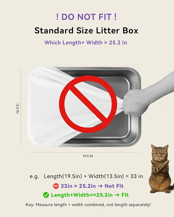 120 Count Automatic Cat Litter Box Liners Compatible with PetPivot AutoScooper 11/12 and Similar Open Top Self Cleaning Litter Box, Heavy Duty Cat Litter Bags Liners with Drawstring, 25.19" x 11.8" - Image 8
