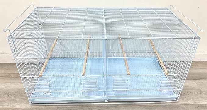 Extra Large 36" x 18" x 19"H Lot of Two Breeder Bird Flight Cage Side Breeding Nest Box Door Center Divider with Removable Rolling Stand - Image 9