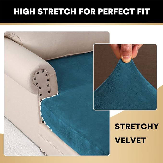 PrinceDeco Velvet Couch Cover for Dogs, Washable L Shaped Couch Cover, 1 Piece, Deep Teal - Image 5
