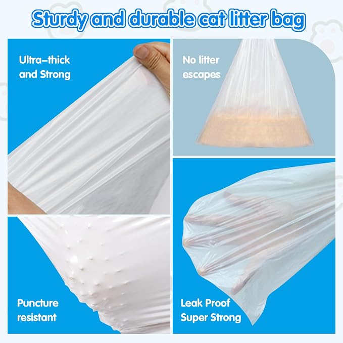 120count Automatic Litter Box Bags for Cat High-Density Polyethylene Compatible with MeoWant MW-SC01 MW-SC02 1.5 Mil Thick 22 lb Max Disposable Heavy Duty Scent Free - Clear 17.7 x 19.7 - Image 4