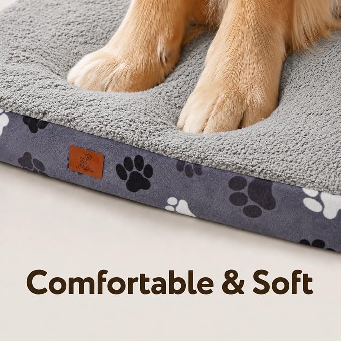 35"x22" Orthopedic Dog Bed for Crate Sherpa Pet Bed, Dark Grey | Egg Crate Support, Waterproof Dog Bed, Machine Washable Removable Cover, Soft Sherpa Dog Crate Bed, Anti Slip Bottom - Image 4