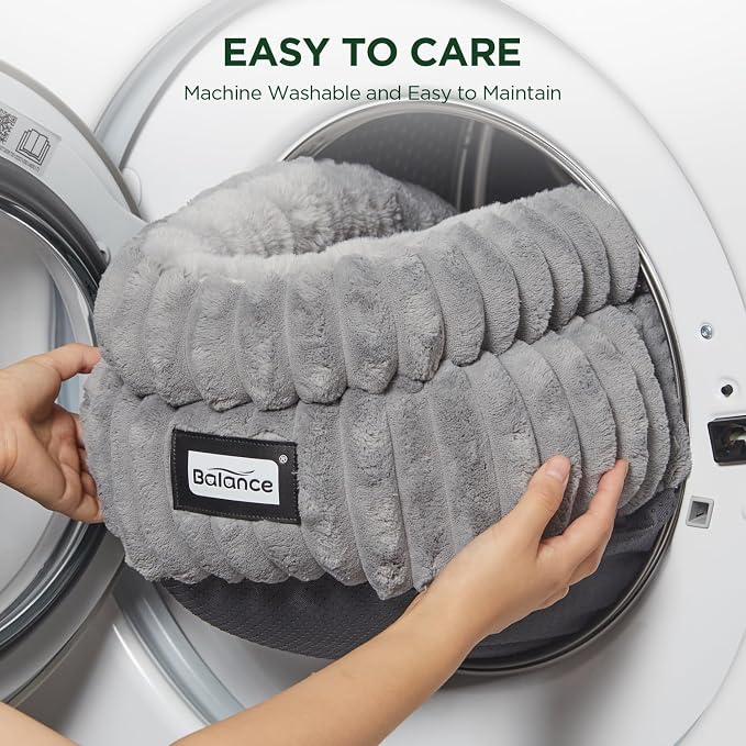 BALANCE Cat Bed Kitten Bed, Washable Round Cat Beds for Indoor Cats, Super Soft Plush Faux Fur Pet Bed for Puppy and Kitten with Anti-Slip Bottom - Image 7