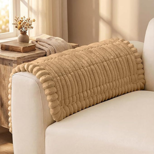 decorUhome Couch Cover for Dogs, Non Slip Fuzzy Thick Pet Sofa Protector | Pet Friendly, Couch Covers for Sofa, Machine Washable, Fits Armrests, Single Seats & Backrest Cushions, Camel, 27.6" x 27.6" by decorUhome