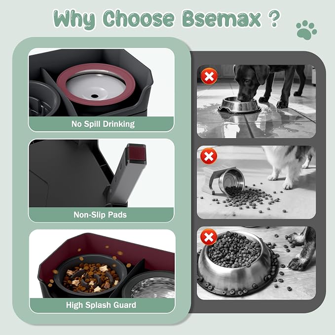 4 in 1 Adjustable Elevated Dog Bowls with 2*Stainless Steel Bowls, Anti-Spill Water Bowl, 4 Heights Raised Dog Bowl Stand for Small to Medium & Growing Large Puppies, Anti-Slip, Mess Proof Design - Image 5