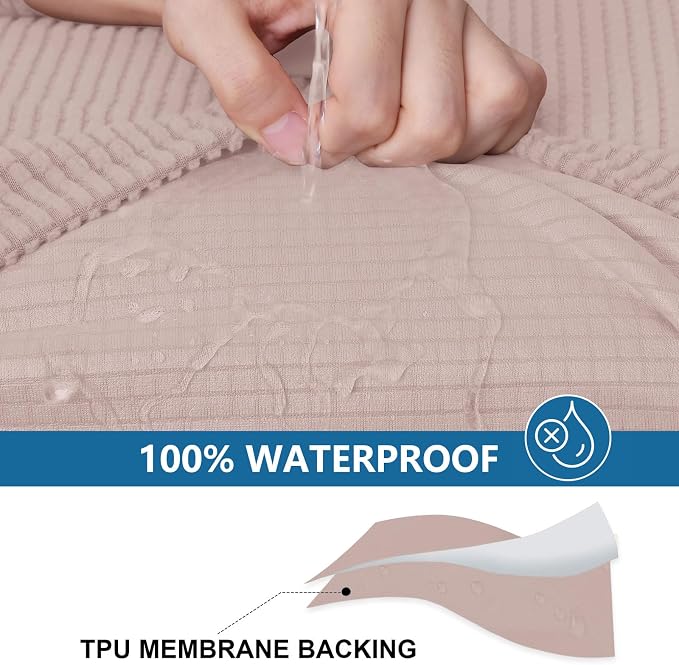 hyha Waterproof Couch Cushion Covers for Pets, Non Slip Sofa Seat Cover | Stretch Jacquard Fabric, Elastic Bottom, Non Slip Fit, Waterproof Protection, Pet Hair Protection (1 Piece for Backrest M) - Image 3