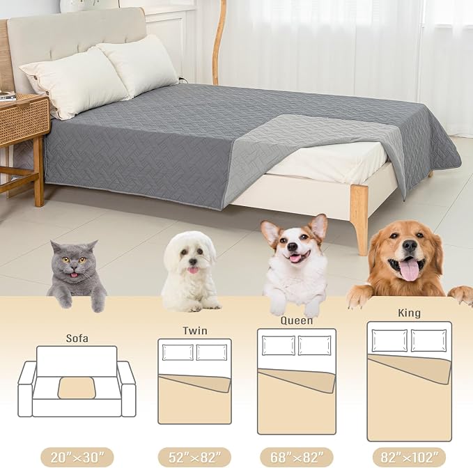 BOCTOPUG Dog Bed Cover for Pets Blankets Rug Pads for Couch Protection Waterproof Bed Covers Dog Blanket Furniture Protector Reusable Changing Pad (Dark Grey+Light Grey, 82"x102") - Image 5