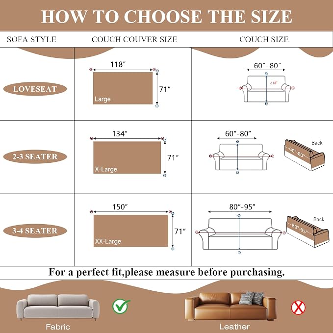 STACYPIK Vintage Couch Cover for Dogs, Floral Jacquard Chenille Sofa Cover | Brown, Breathable, Patchwork, For 2 Cushion Couch/Loveseat , Non Slip Couch Protector for Sectional, Sofa Blanket-71X118IN - Image 4