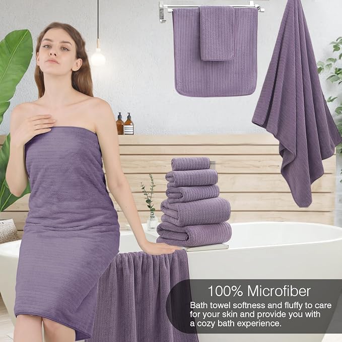 Hailea Hand Towels Set 16x31 Inches,Soft Microfibers Bathroom Towel Set 2 Pack,Highly Absorbent Quick Dry Luxury Towel Hotel Spa Gym Hand Towel Collection for Bathroom,Dark Purple - Image 5