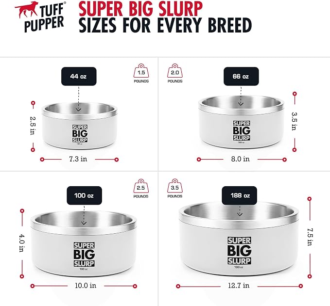 Tuff Pupper 100 oz Heavy Duty Insulated Stainless Steel Dog Bowl for Large Dogs, Non-Slip Base, Dishwasher Safe - Image 5