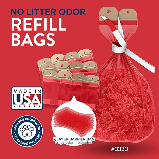 Red Rocket XL Cat Litter Trash Can Multi Kitty Twist’R Step Litter Disposal System Pack, 12x Refills Bags and 6X Charcoal Sachets, No Smell Litter Storage Container, Litter Disposal System - Image 5